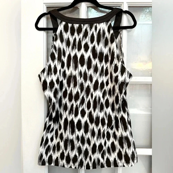 Ann Taylor Chocolate Brown & White Preppy Sleeveless Blouse Size XL - Picture 2 of 9